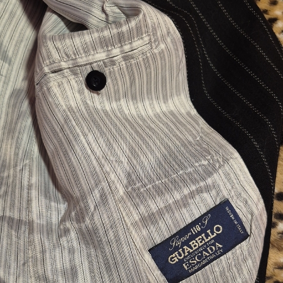 Womens Vintage Escada By Margaretha Ley  Black Striped Women's Blazer Sz 10/12 - Picture 10 of 11